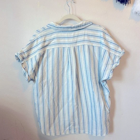 Faherty Avery white and blue striped short sleeves shirt - Picture 3 of 7